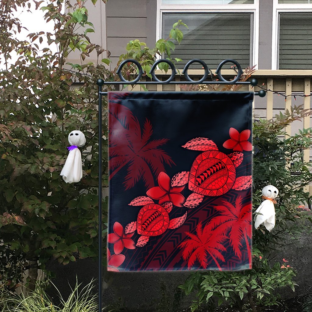 Hawaii Turtle Plumeria Coconut Tree Polynesian Flag - Red - AH - Polynesian Pride
