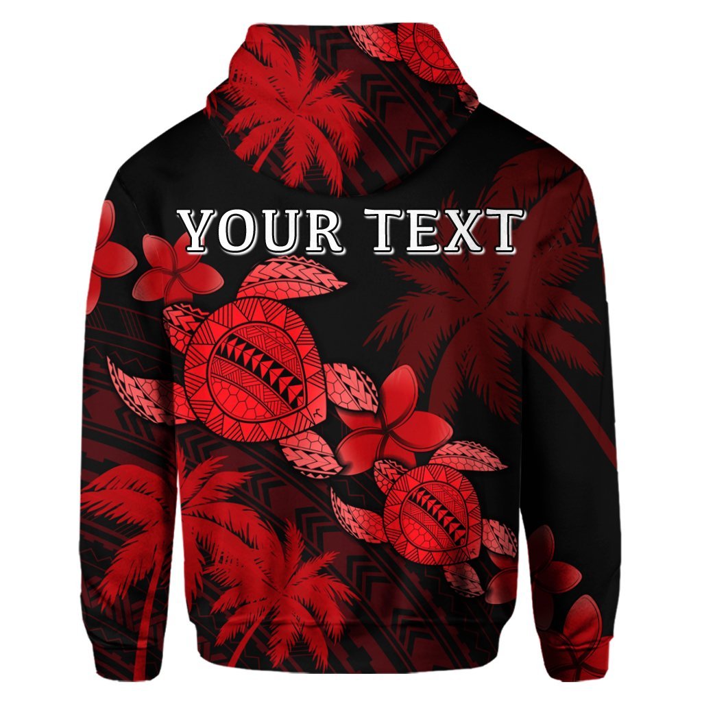 Custom Hawaii Turtle Plumeria Coconut Tree Polynesian Hoodie Red - Polynesian Pride