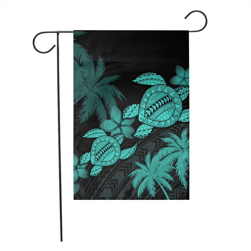 Hawaii Turtle Plumeria Coconut Tree Polynesian Flag - Turquoise - AH - Polynesian Pride