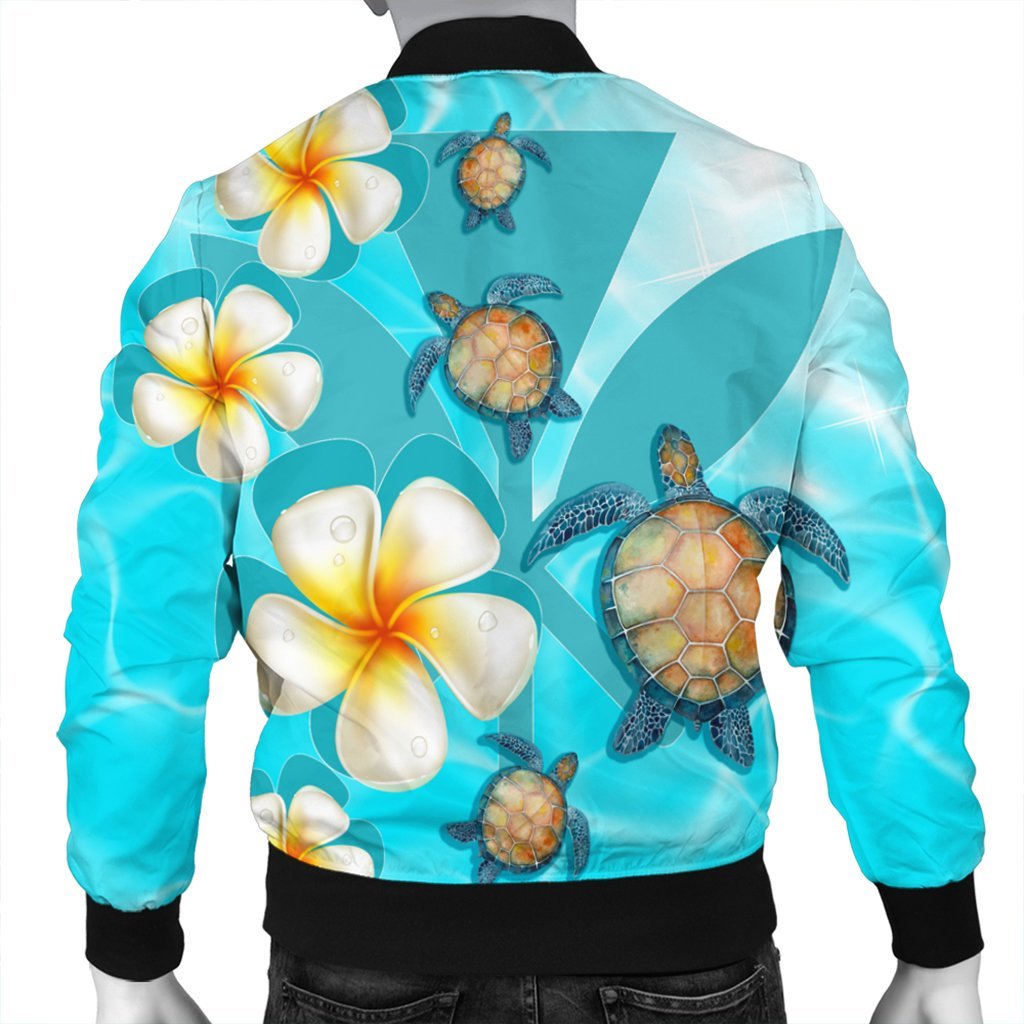Hawaii Turtle Plumeria Kanaka Ocean Bomber Jacket - AH - Polynesian Pride