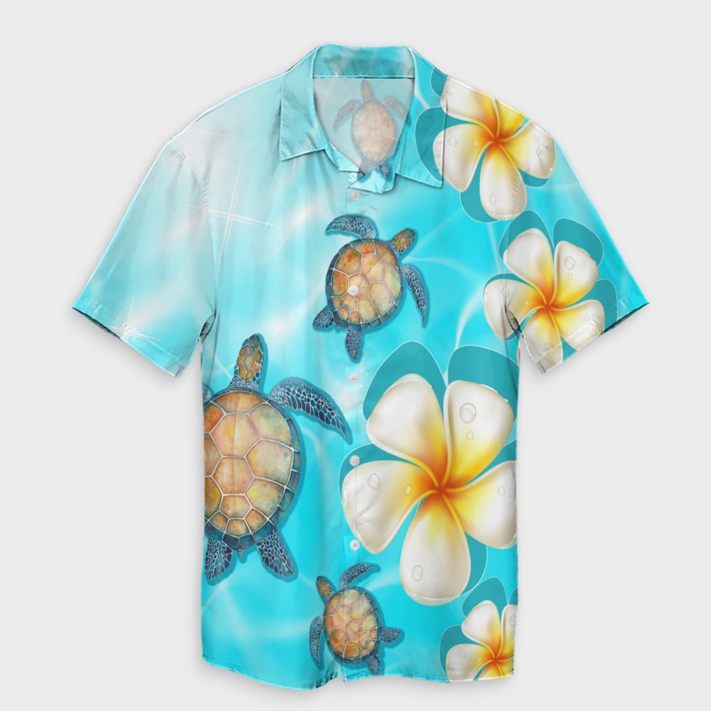 Hawaii Turtle Plumeria Ocean Hawaiian Shirt - AH Unisex Black - Polynesian Pride