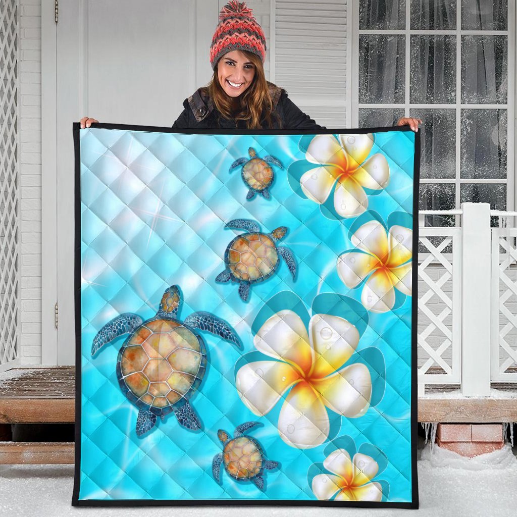 Hawaii Turtle Plumeria Ocean Premium Quilts - AH - Polynesian Pride