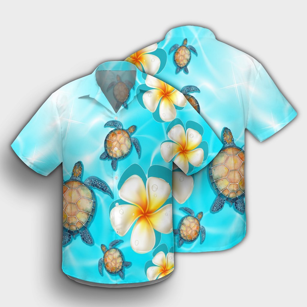 Hawaii Turtle Plumeria Ocean Hawaiian Shirt - AH - Polynesian Pride