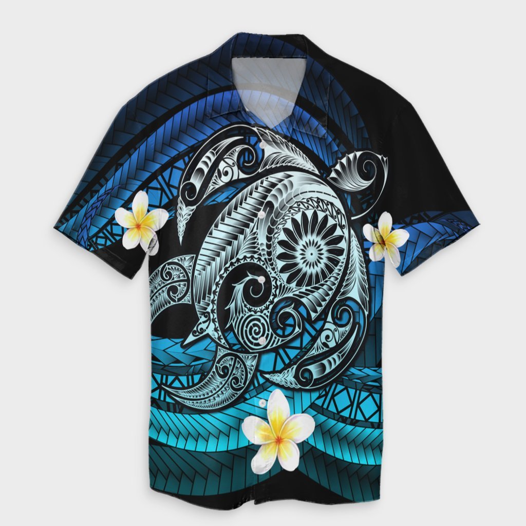 Hawaii Turtle Plumeria Polynesian Hawaiian Shirt - Mela Style - AH Unisex Black - Polynesian Pride