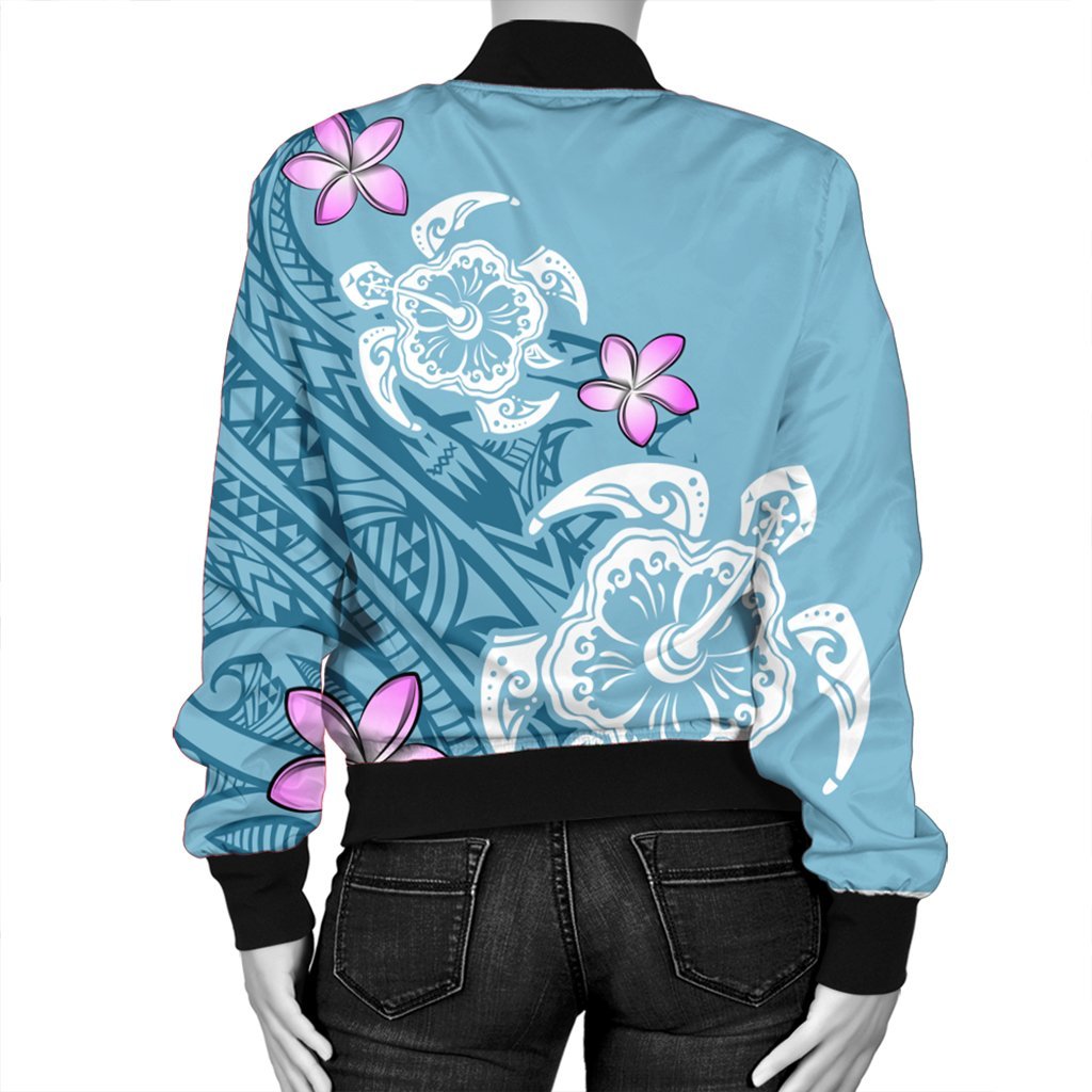 Hawaii Turtle Plumeria Polynesian Simple Bomber Jacket - AH - Polynesian Pride