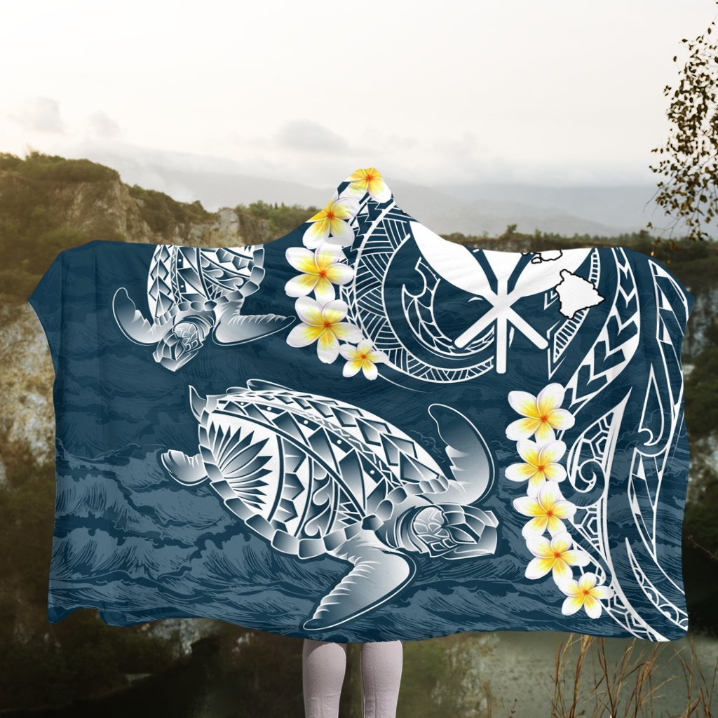 Hawaii Turtle Plumerian Polynesian Hooded Blanket - Sease Style - AH - Polynesian Pride