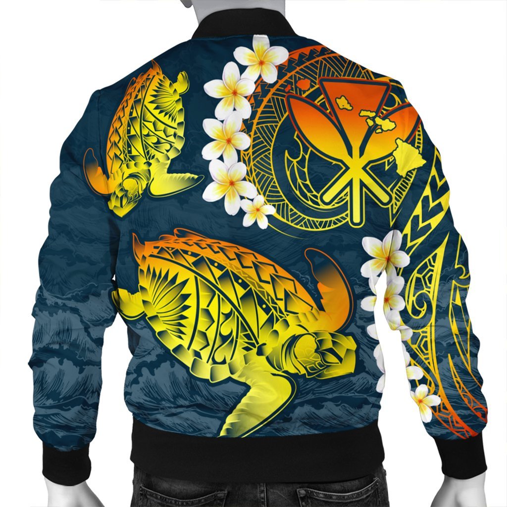 Hawaii Turtle Plumerian Polynesian Bomber Jacket - Sease Style - ver 2 - AH - Polynesian Pride