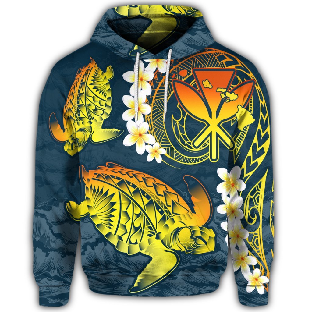 Hawaiian Turtle Plumerian Polynesian Hoodie Sease Style Ver 2 - Polynesian Pride
