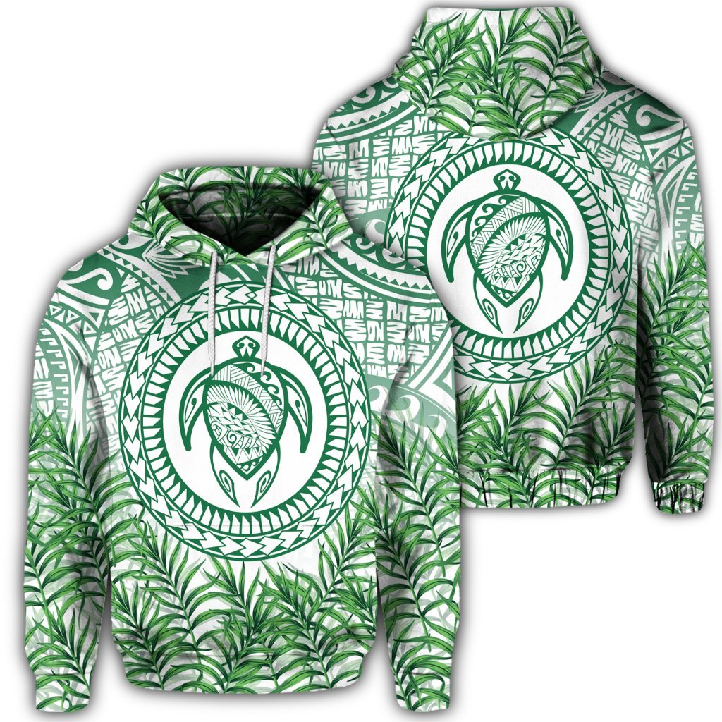 Hawaiian Turtle Polyneian Palm Tree Leaf Hoodie Unisex Art - Polynesian Pride