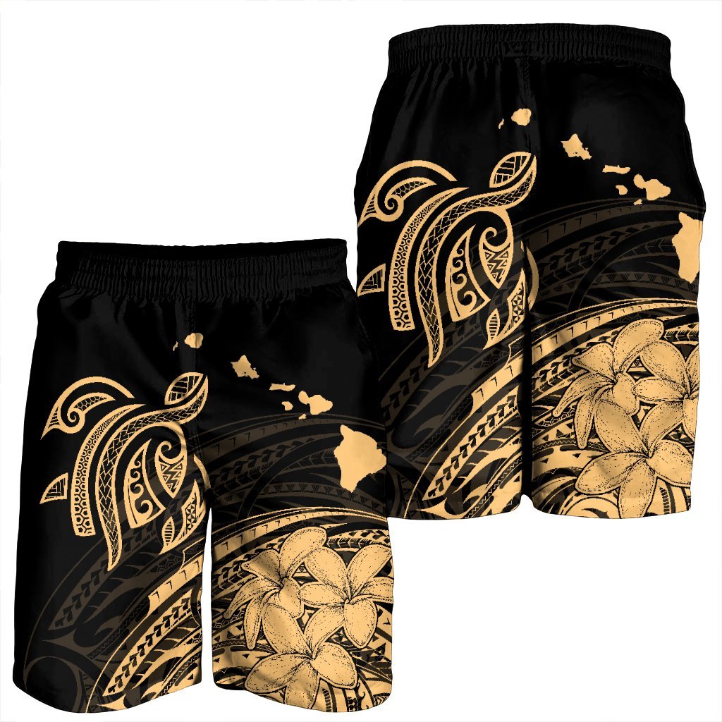 Hawaii Turtle Polynesian Map Plumeria Men's Shorts - AH - Polynesian Pride