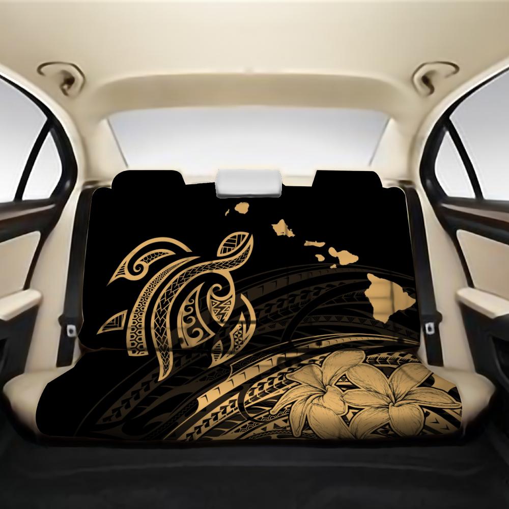 Hawaii Turtle Polynesian Map Plumeria Back Seat Cover AH One Size Black Back Car Seat Covers - Polynesian Pride