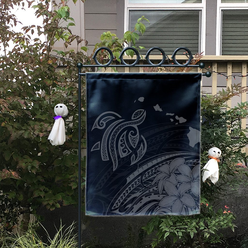 Hawaii Turtle Polynesian Map Plumeria Flag Gray - AH - Polynesian Pride