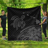 Hawaii Turtle Polynesian Map Plumeria Premium Quilts Gray - AH Black - Polynesian Pride