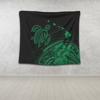 Hawaii Turtle Polynesian Map Plumeria Tapestry Green - AH - Polynesian Pride