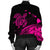 Hawaii Turtle Polynesian Map Plumeria Bomber Jacket Pink - AH - Polynesian Pride