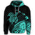 Hawaiian Turtle Polynesian Map Plumeria Hoodie Turquoise - Polynesian Pride