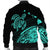 Hawaii Turtle Polynesian Map Plumeria Bomber Jacket Turquoise - AH - Polynesian Pride