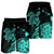 Hawaii Turtle Polynesian Map Plumeria Men's Shorts Turquoise - AH - Polynesian Pride