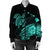 Hawaii Turtle Polynesian Map Plumeria Bomber Jacket Turquoise - AH - Polynesian Pride