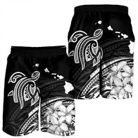 Hawaii Turtle Polynesian Map Plumeria Men's Shorts White - AH - Polynesian Pride