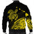 Hawaii Turtle Polynesian Map Plumeria Yellow Bomber Jacket - AH - Polynesian Pride