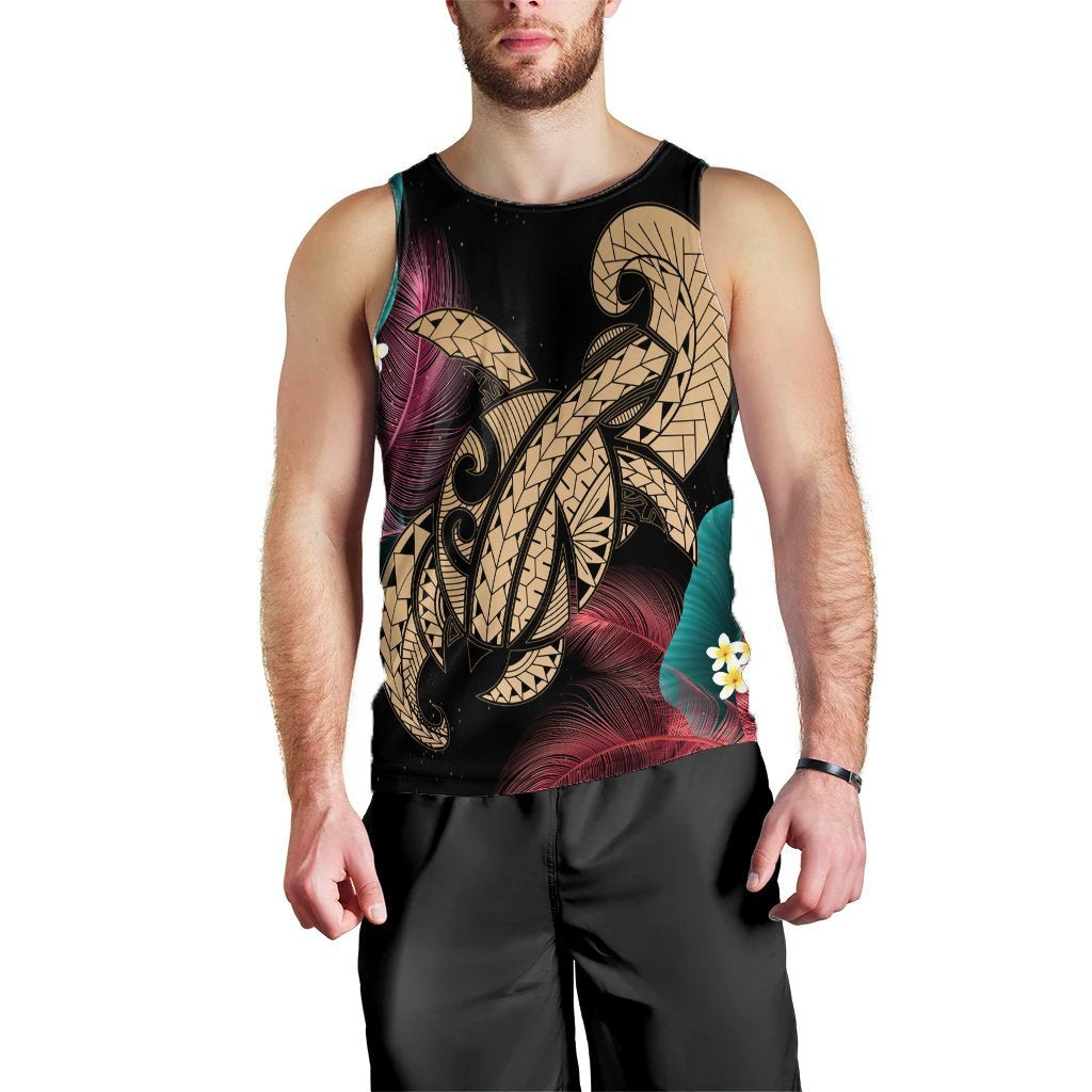 Hawaii Turtle Polynesian Tropical Tank Top - Ghia Style Gold - AH Black - Polynesian Pride