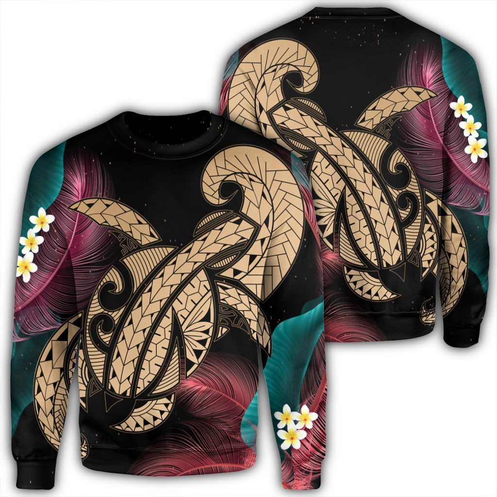 Hawaii Turtle Polynesian Tropical Sweatshirt - Ghia Style Gold - AH Unisex Black - Polynesian Pride