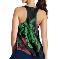 Hawaii Turtle Polynesian Tropical Racerback Tank - Ghia Style Green - AH - Polynesian Pride