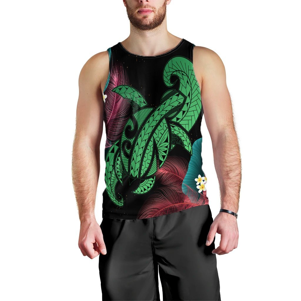 Hawaii Turtle Polynesian Tropical Tank Top - Ghia Style Green - AH Black - Polynesian Pride