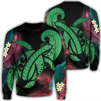 Hawaii Turtle Polynesian Tropical Sweatshirt - Ghia Style Green - AH Unisex Black - Polynesian Pride