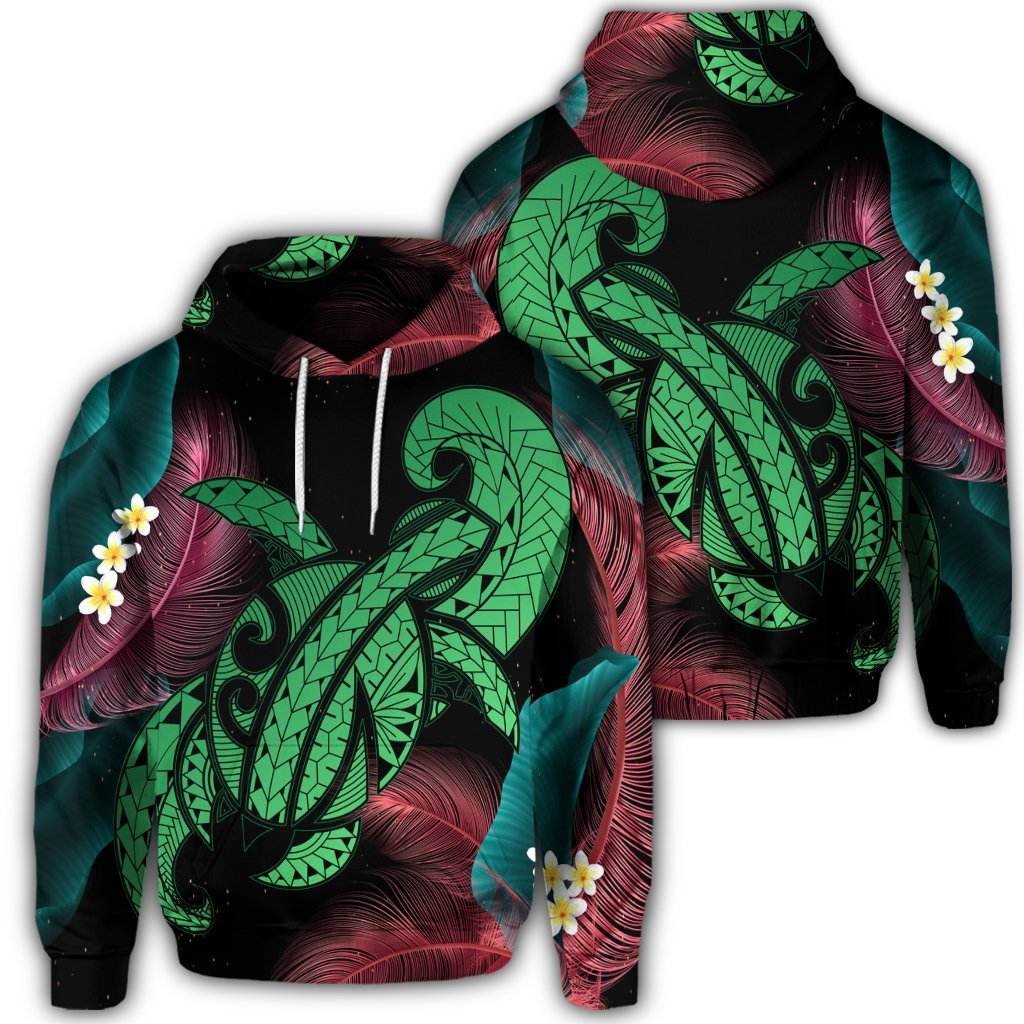 Hawaiian Turtle Polynesian Tropical Hoodie Ghia Style Green Unisex Art - Polynesian Pride