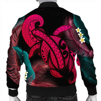 Hawaii Turtle Polynesian Tropical Bomber Jacket - Ghia Style Pink - AH - Polynesian Pride