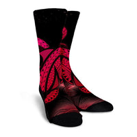 Hawaii Turtle Polynesian Tropical Crew Socks - Ghia Style Pink - AH - Polynesian Pride
