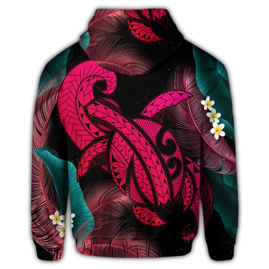 Hawaii Turtle Polynesian Tropical Zip Hoodie Ghia Style Pink - Polynesian Pride