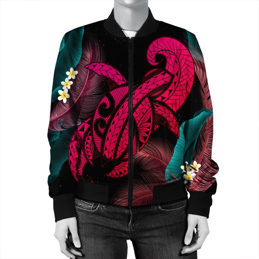 Hawaii Turtle Polynesian Tropical Bomber Jacket - Ghia Style Pink - AH - Polynesian Pride