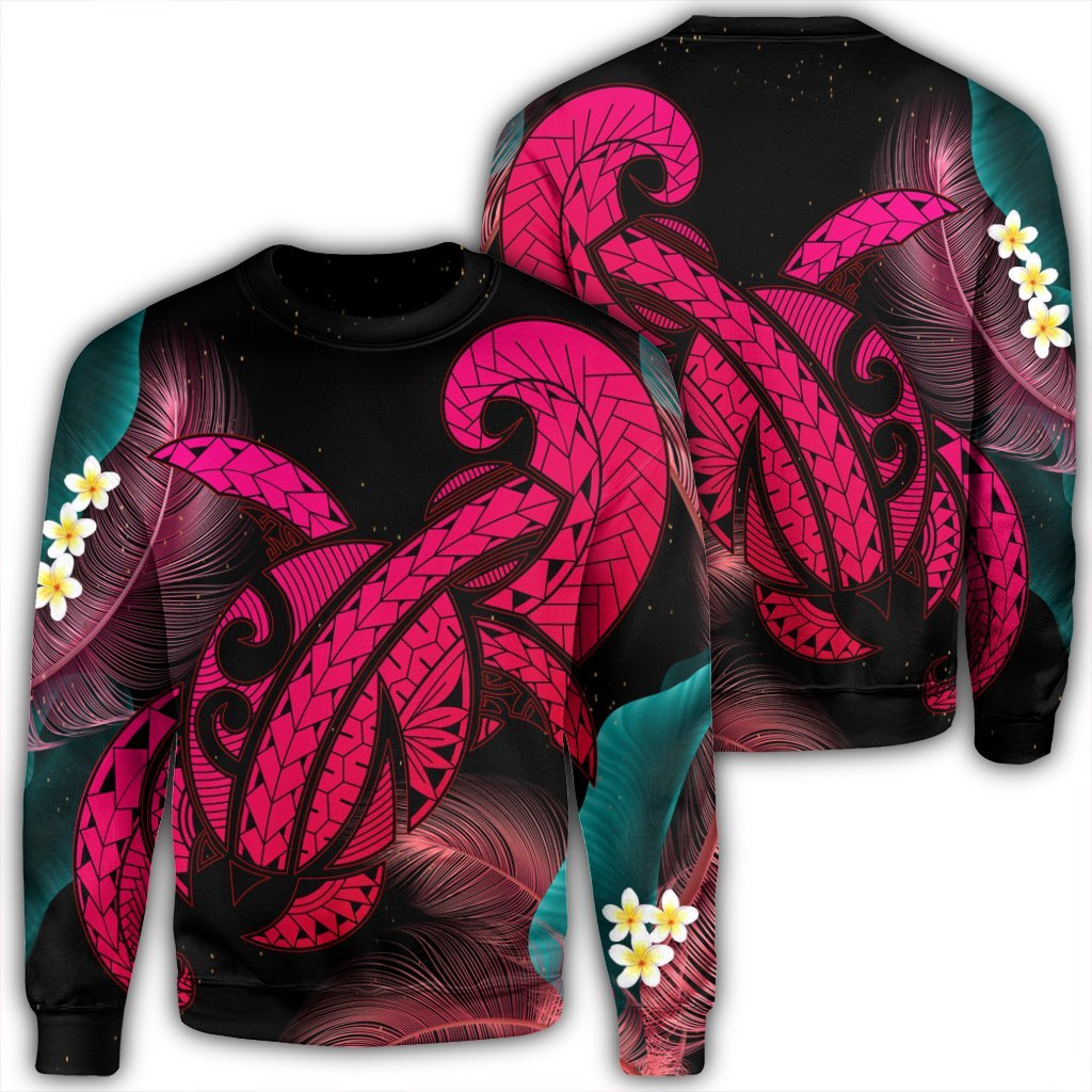 Hawaii Turtle Polynesian Tropical Sweatshirt - Ghia Style Pink - AH Unisex Black - Polynesian Pride