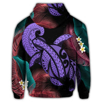Hawaii Turtle Polynesian Tropical Zip Hoodie Ghia Style Purple - Polynesian Pride