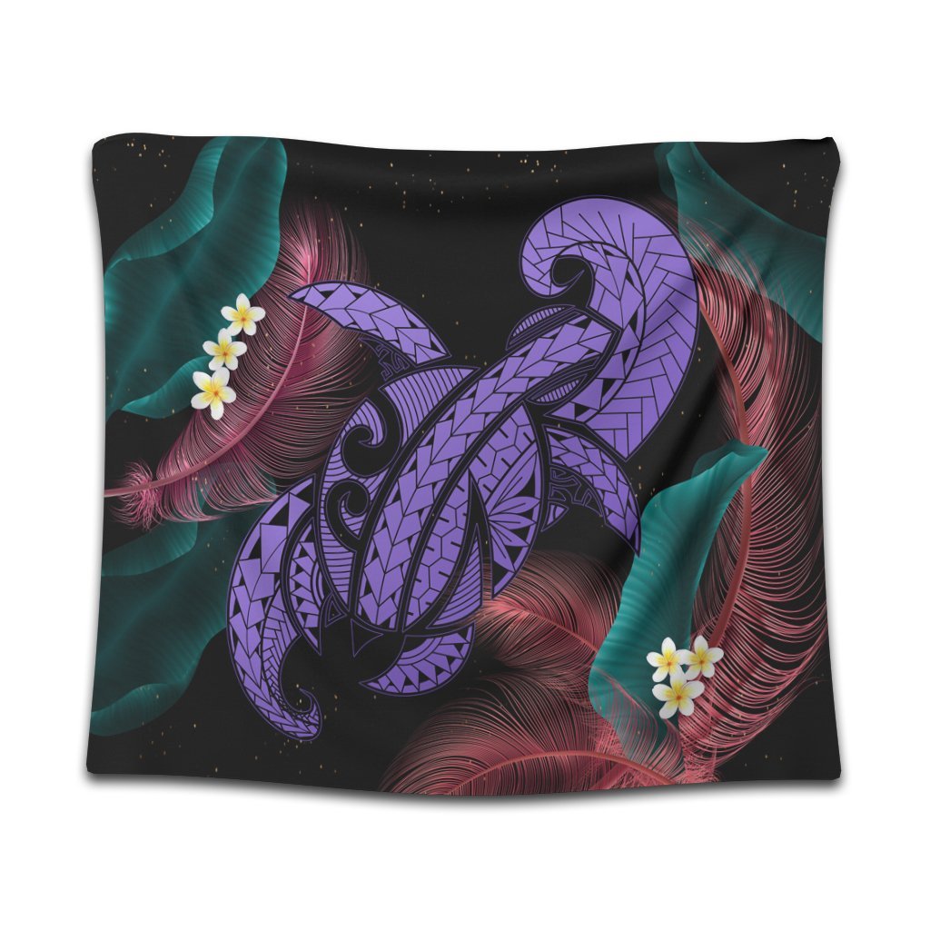 Hawaii Turtle Polynesian Tropical Tapestry - Ghia Style Purple - AH Wall Tapestry Black - Polynesian Pride