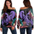 Hawaii Turtle Polynesian Tropical Women's Off Shoulder Sweater - Ghia Style Purple - AH Black - Polynesian Pride