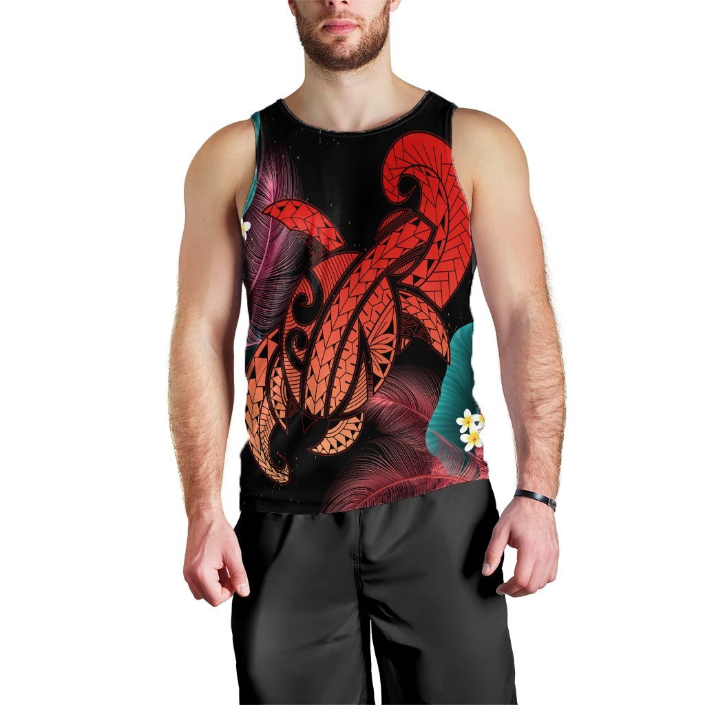 Hawaii Turtle Polynesian Tropical Tank Top - Ghia Style Red - AH Black - Polynesian Pride