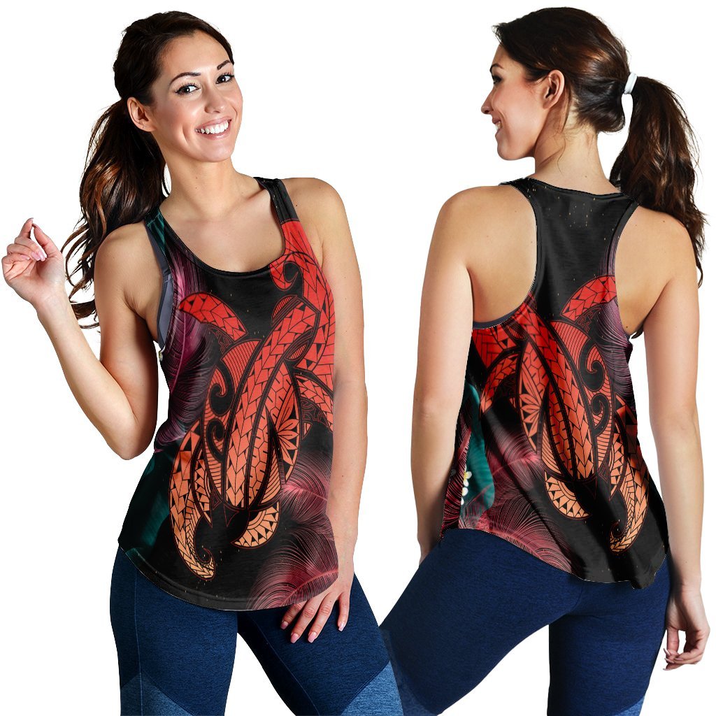 Hawaii Turtle Polynesian Tropical Racerback Tank - Ghia Style Red - AH Black - Polynesian Pride