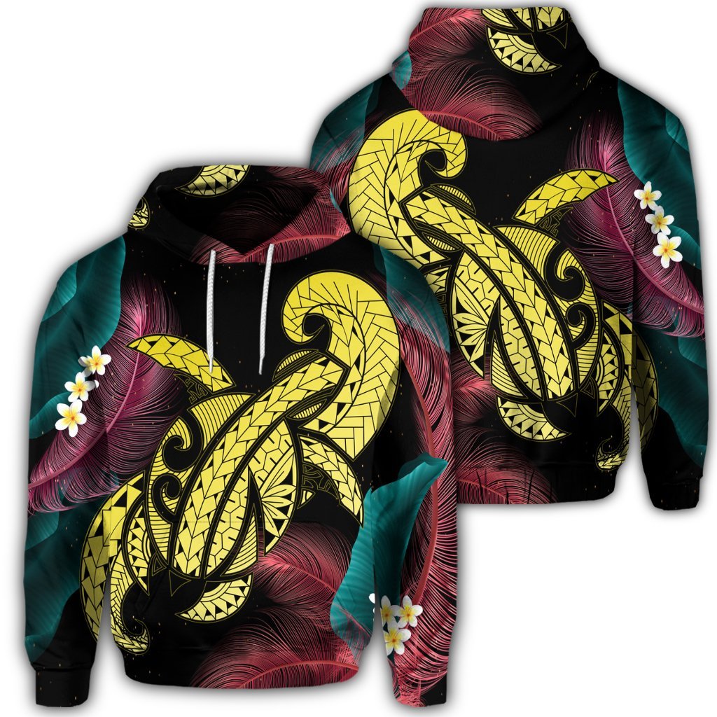 Hawaiian Turtle Polynesian Tropical Hoodie Ghia Style Yellow Unisex Art - Polynesian Pride