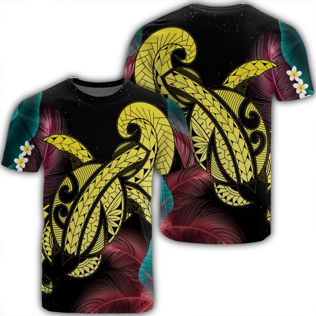 Hawaii Turtle Polynesian Tropical T Shirt Ghia Style Yellow Unisex Black - Polynesian Pride