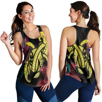 Hawaii Turtle Polynesian Tropical Racerback Tank - Ghia Style Yellow - AH Black - Polynesian Pride