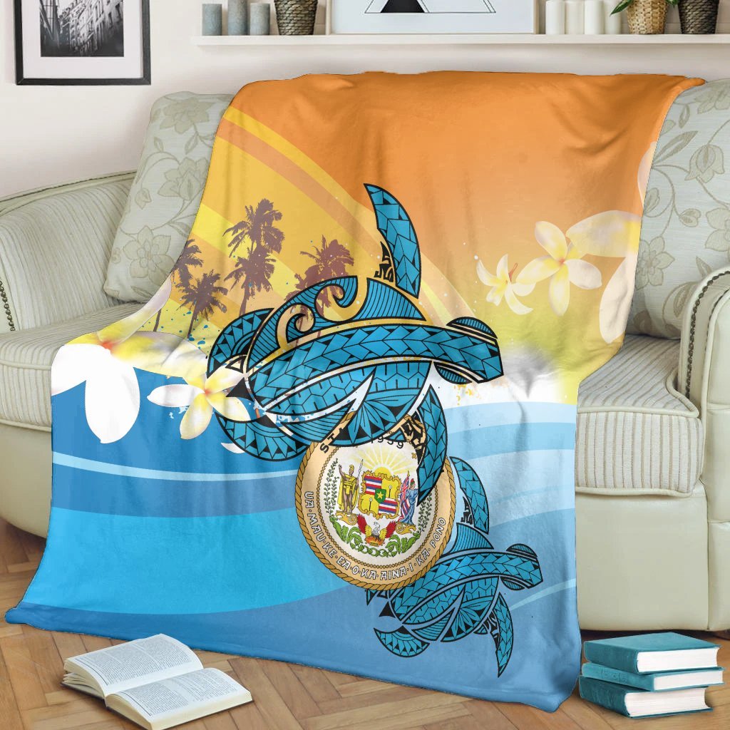 Hawaii Turtle Sea Cost Of Arm Premium Blankets - AH - Polynesian Pride