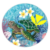 Hawaii Turtle Sea Cotral Polynesian Round Carpet - AH Round Carpet Luxurious Plush - Polynesian Pride