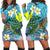 Hawaii Turtle Sea Cotral Polynesian Hoodie Dress - AH Black - Polynesian Pride