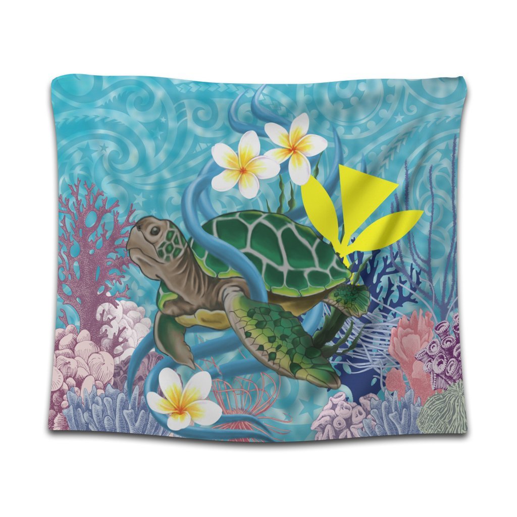 Hawaii Turtle Sea Cotral Polynesian Tapestry - AH Wall Tapestry Black - Polynesian Pride
