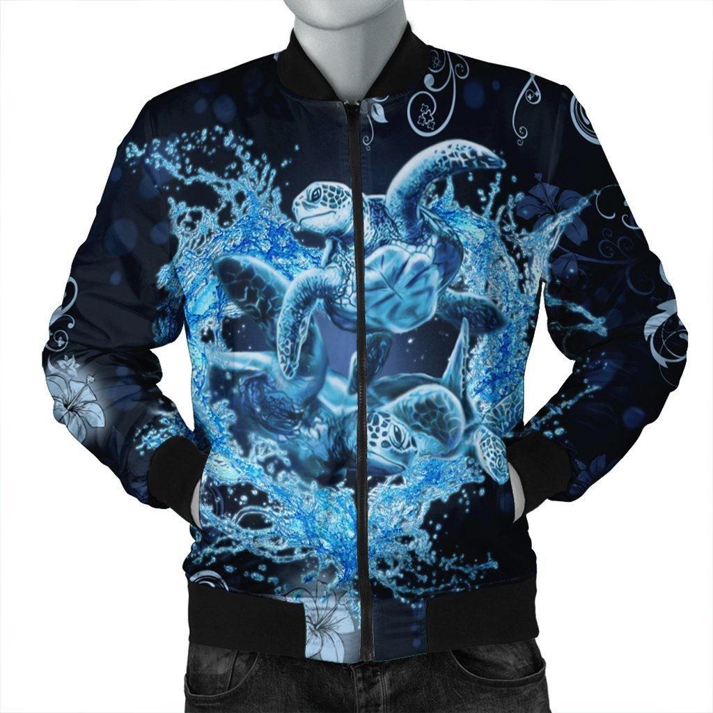 Hawaii Turtle Sea Ohana Bomber Jacket - AH Black Unisex - Polynesian Pride