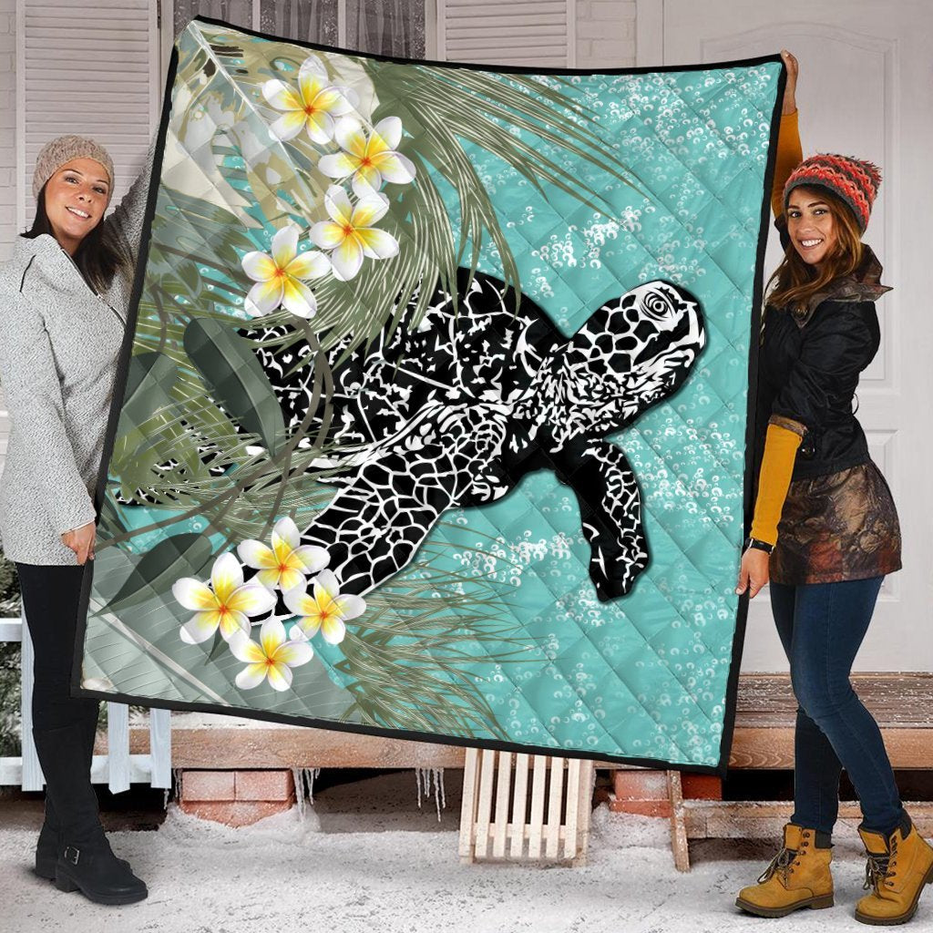 Hawaii Turtle Sea Plumeria Premium Quilts - AH - Polynesian Pride